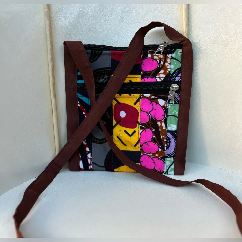 NW 💯 Cotton Patch Vlisco Fabric Crossbody Purse Sz 6”x 6”